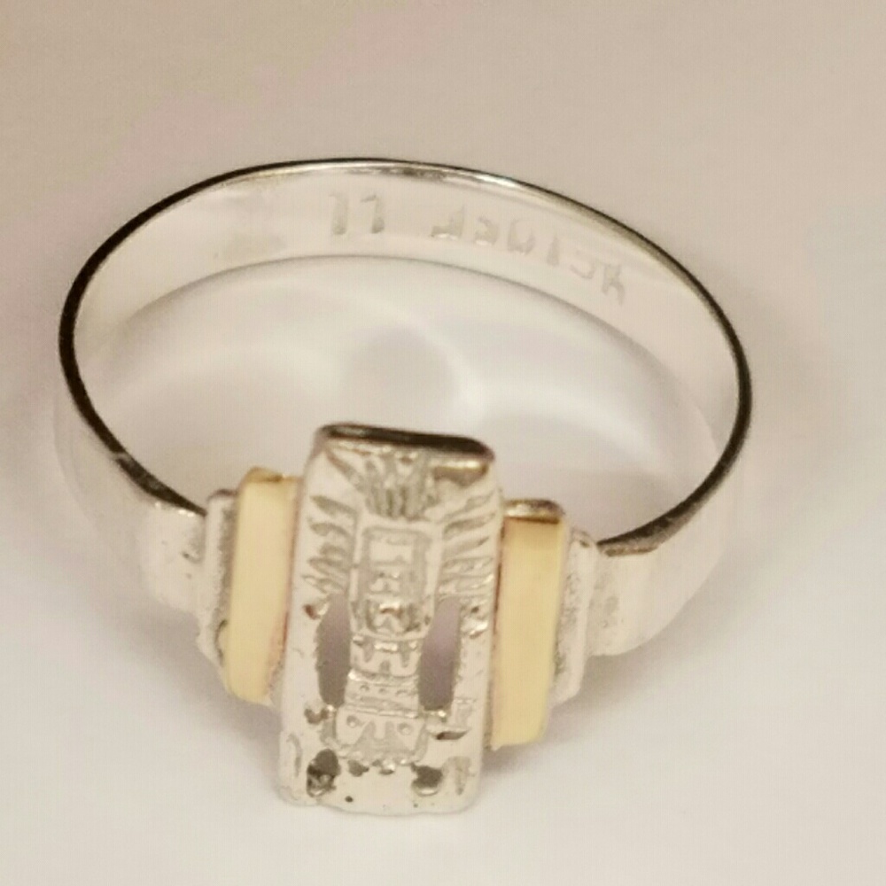 Peru 950 Sterling Silver 18K Gold Ring